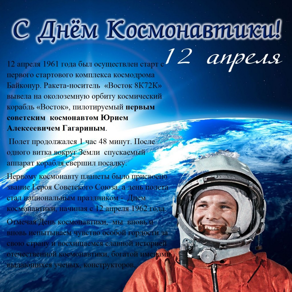 12 апреля День космонавтики.