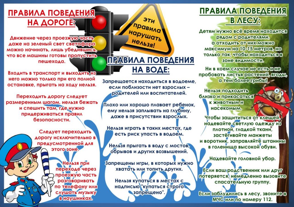 правила поведения на дороге, на воде, в лесу